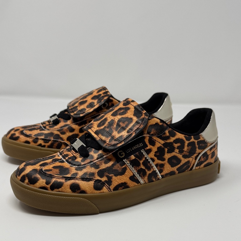 GBG Los Angeles Leopard Print Women’s Sneakers with Gold Trim
